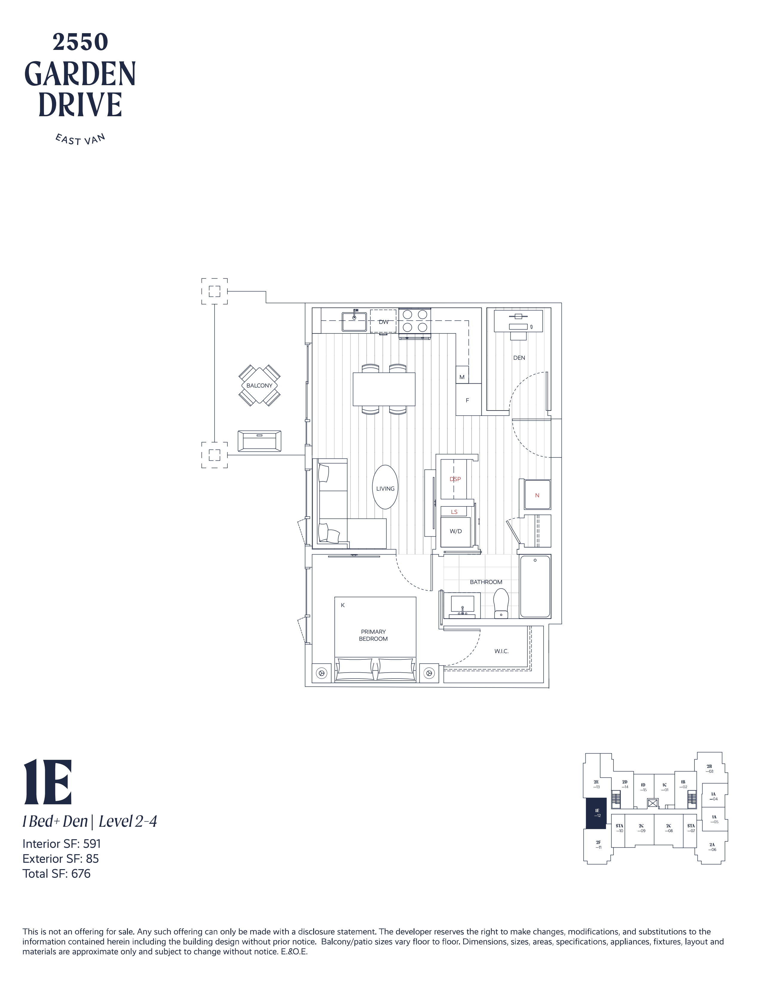 1E Floor Plan of 2550 Garden Drive Condos with undefined beds