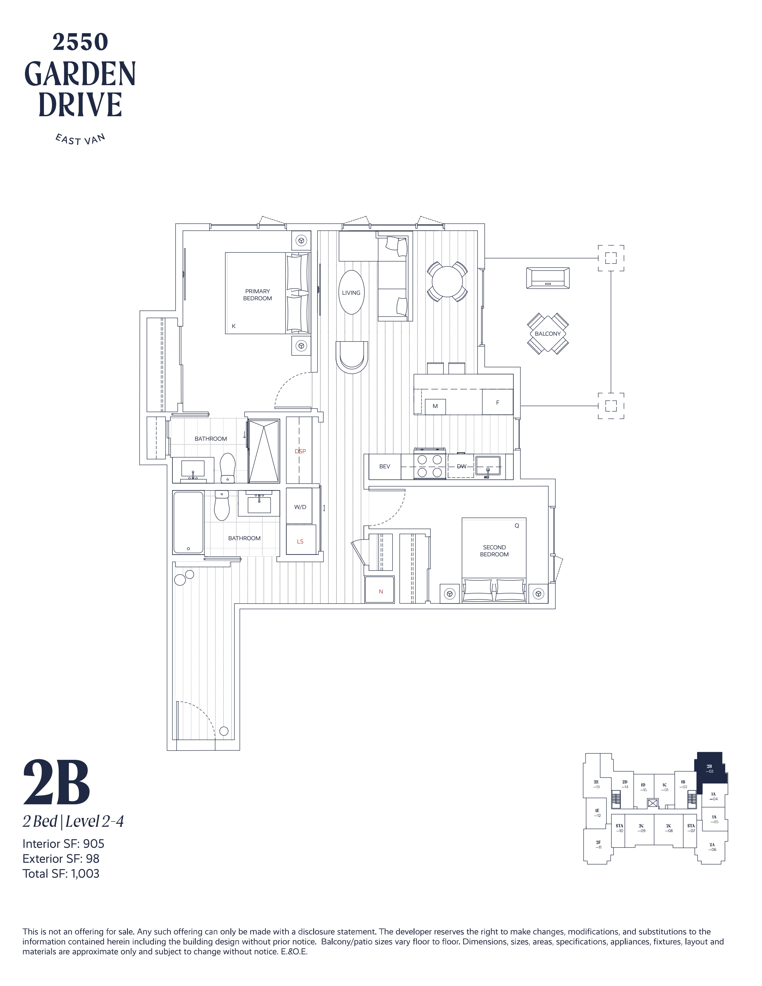 2B Floor Plan of 2550 Garden Drive Condos with undefined beds