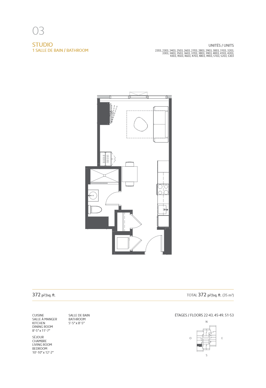  Floor Plan of 1 Square Phillips Condos with undefined beds