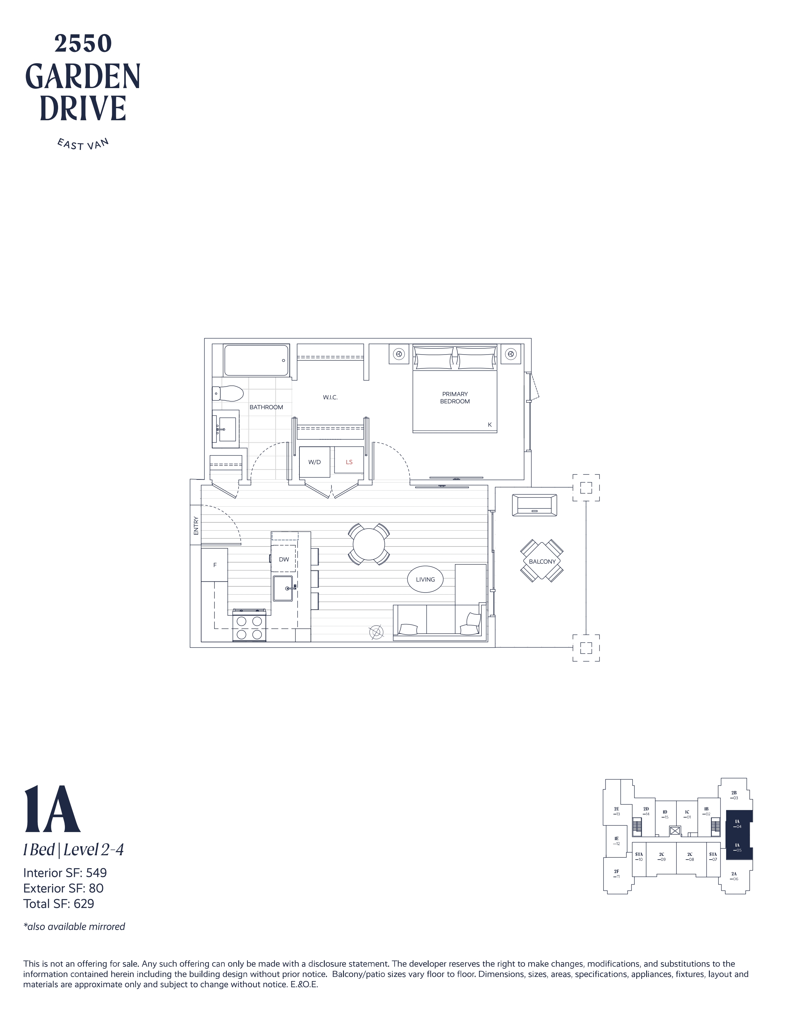 1A Floor Plan of 2550 Garden Drive Condos with undefined beds