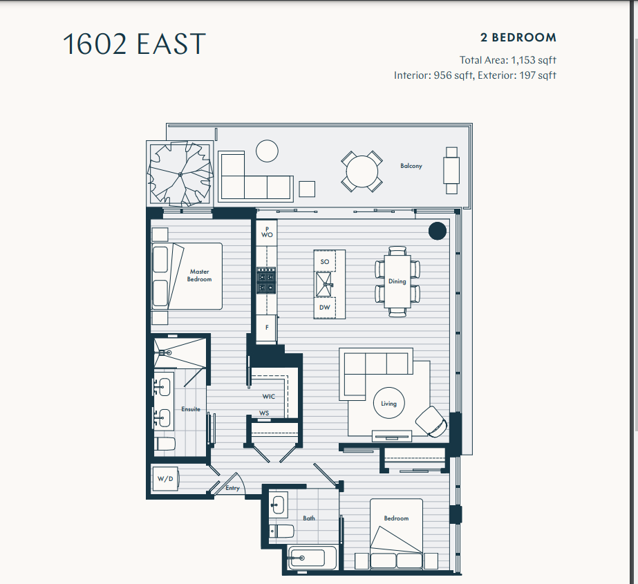 1602 EAST Floor Plan of Mirabel Condos with undefined beds