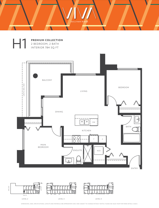 H1 Floor Plan of VIVA condos with undefined beds
