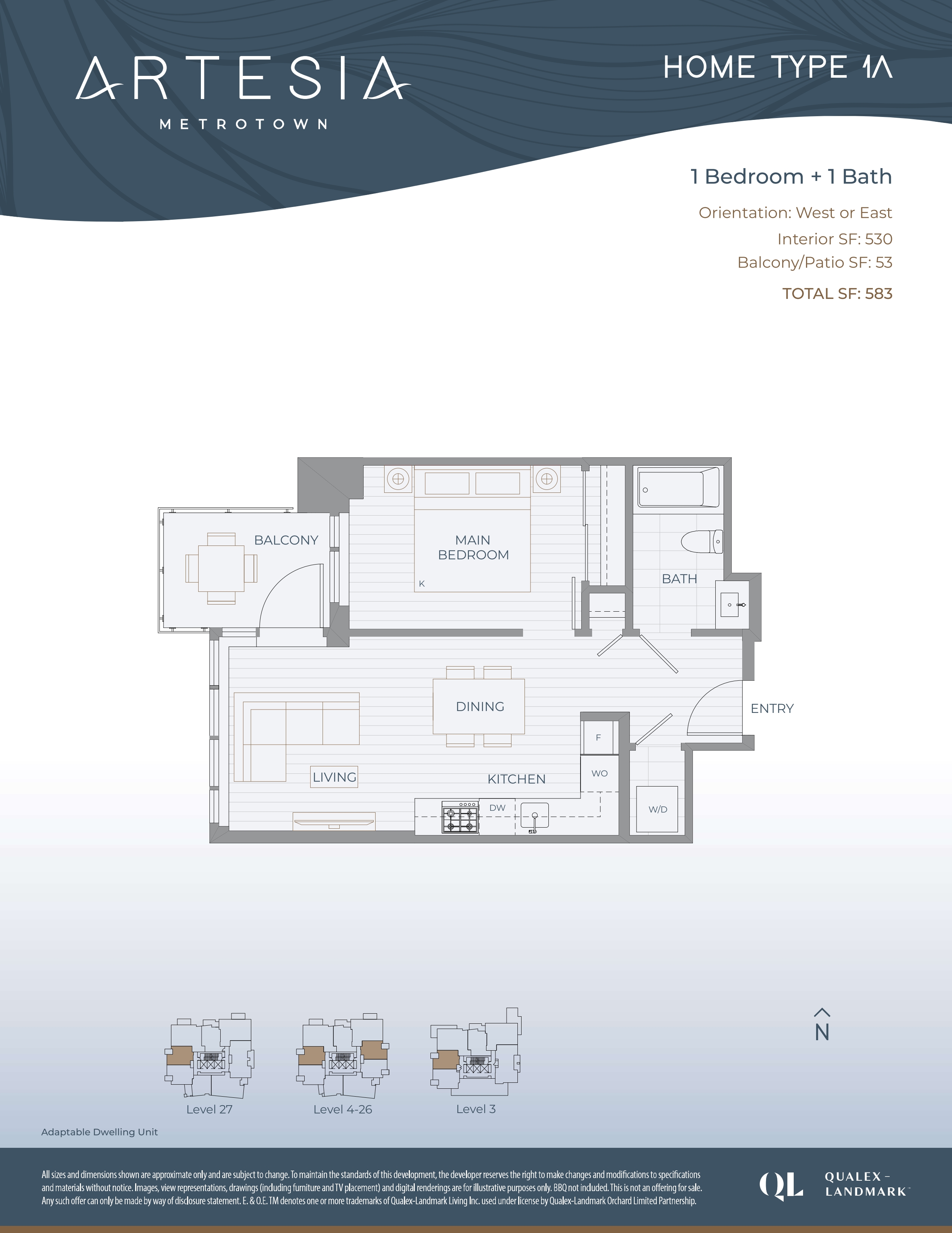 1A Floor Plan of Artesia condos with undefined beds