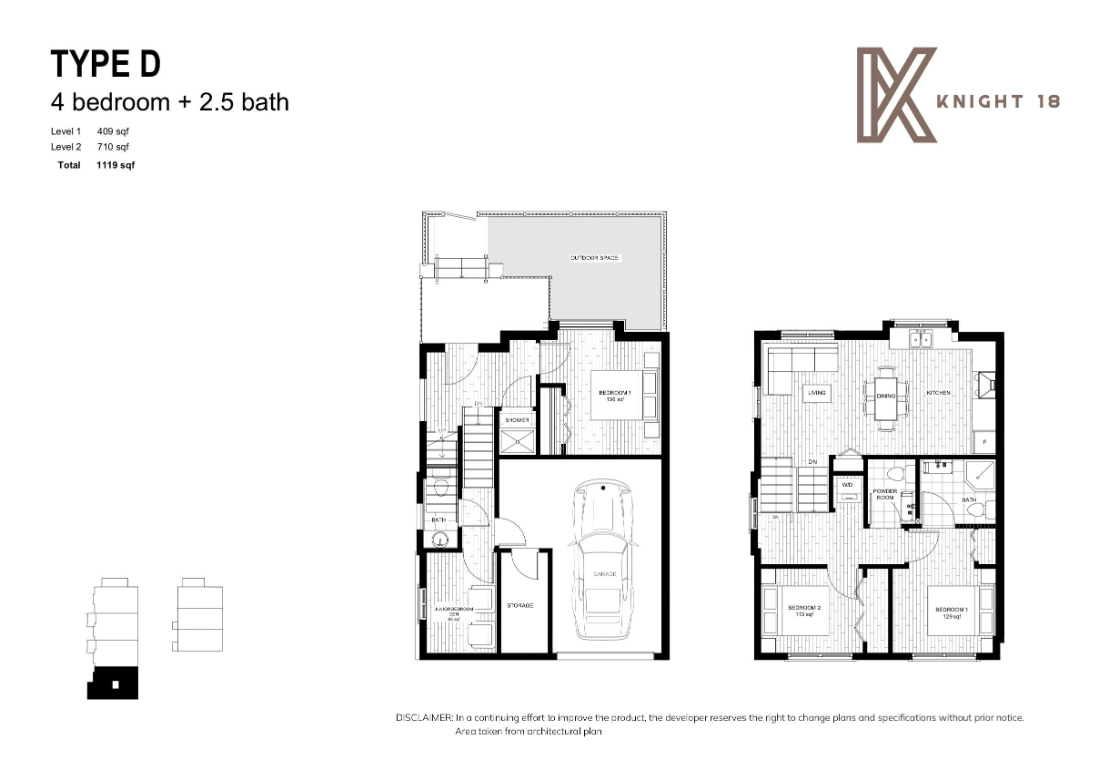 Type D Floor Plan of Knight 18 Towns with undefined beds