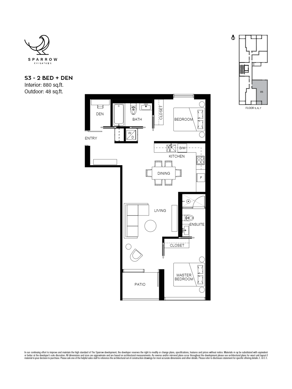 S3 Floor Plan of Sparrow Condos with undefined beds