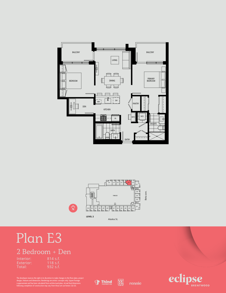 E3 Floor Plan of Thind Brentwood - Lumina Eclipse Condos with undefined beds