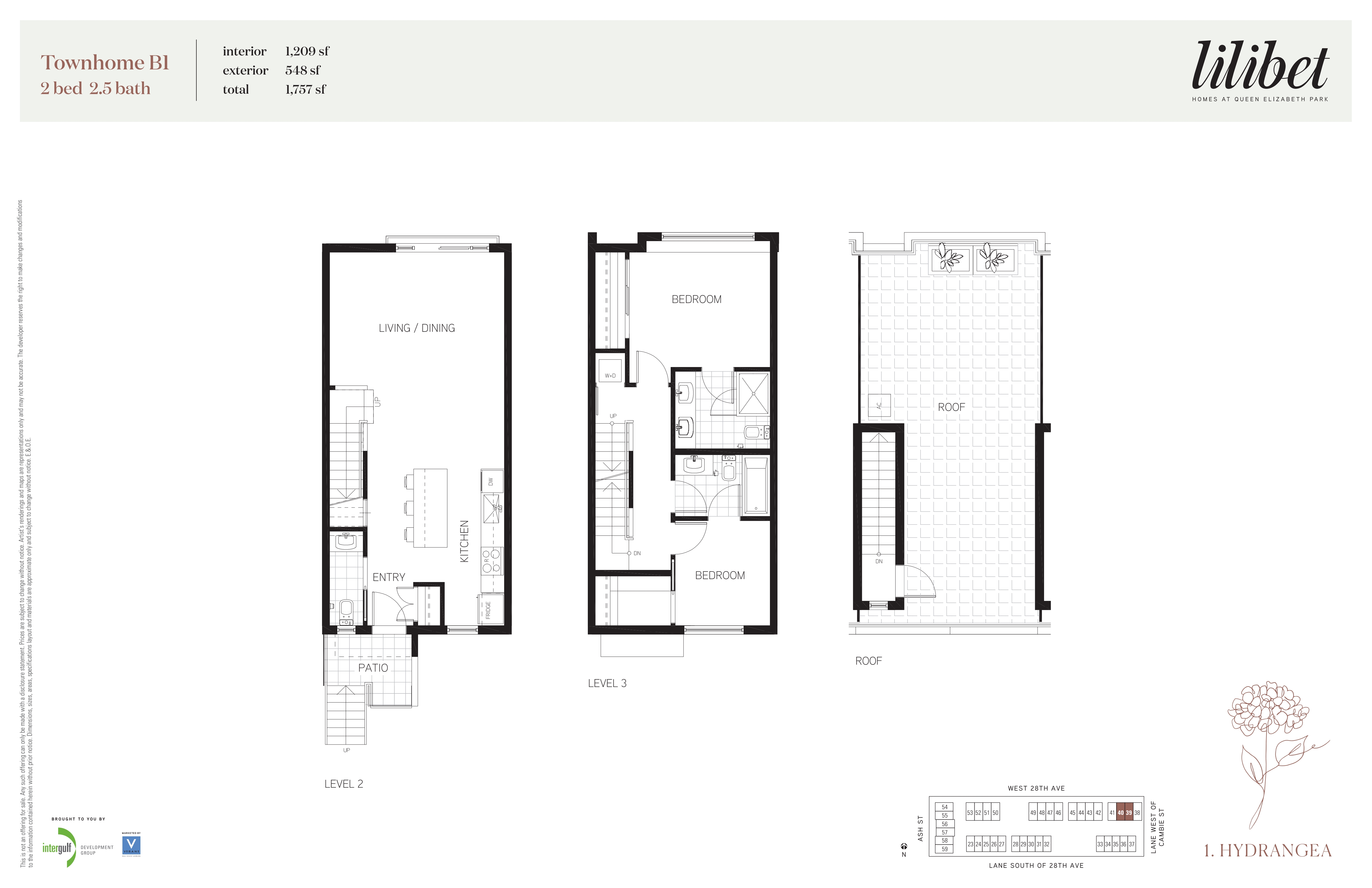 Townhome B1 Floor Plan of Lilibet Condo with undefined beds