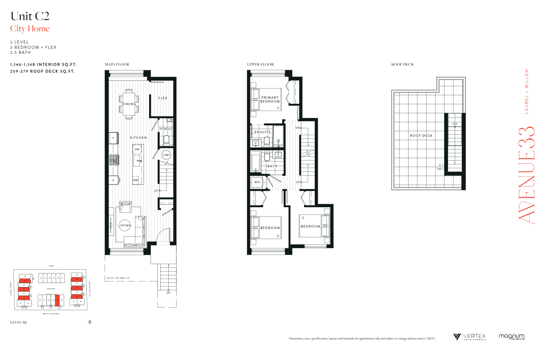 C2 Floor Plan of Avenue 33 Towns with undefined beds