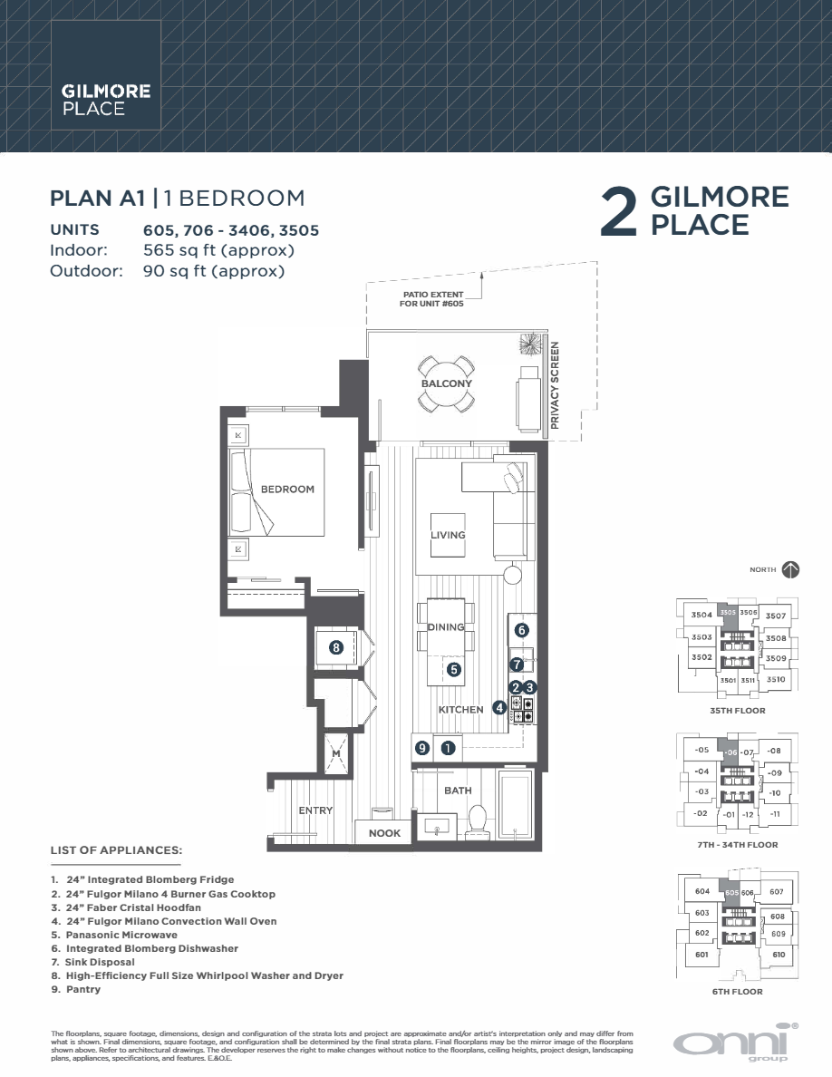 A1 Floor Plan of Gilmore Place Condos with undefined beds