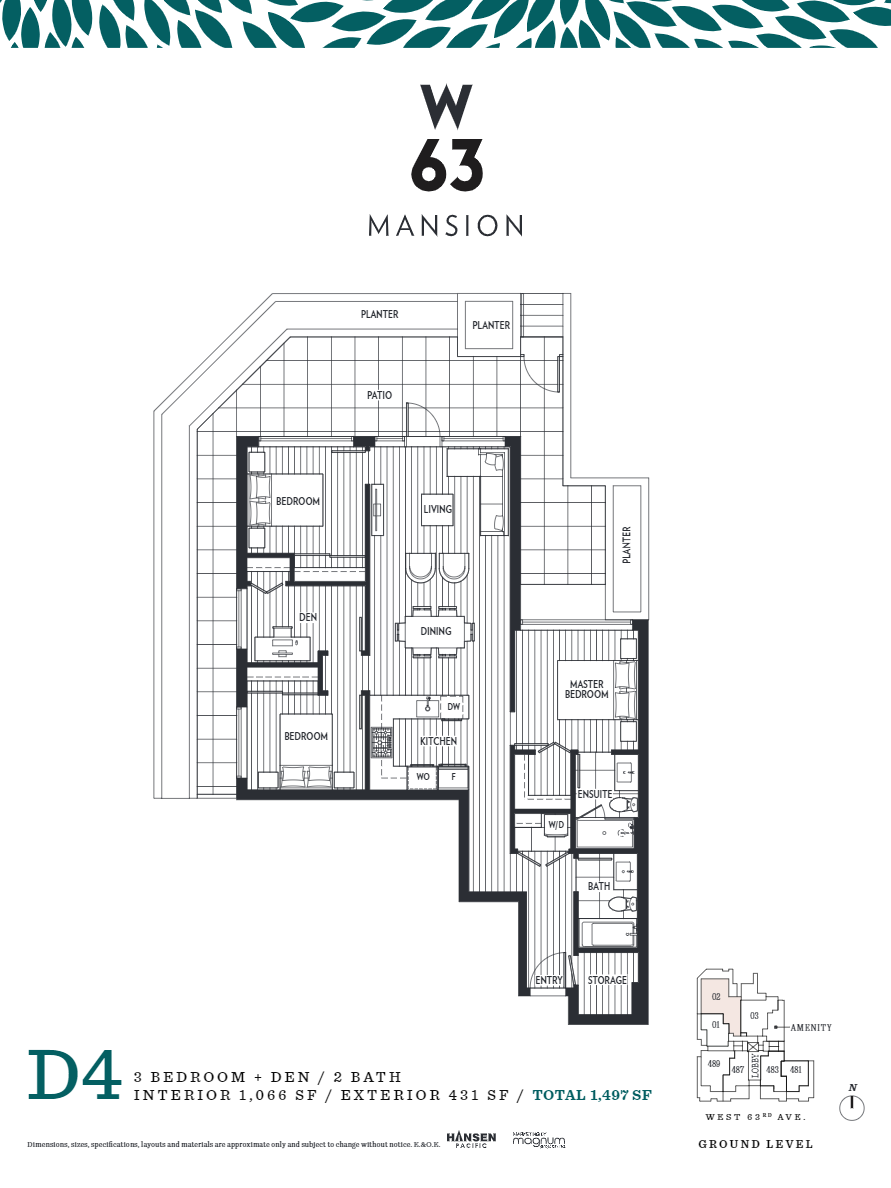 D4 Floor Plan of W63 Mansion Condos with undefined beds