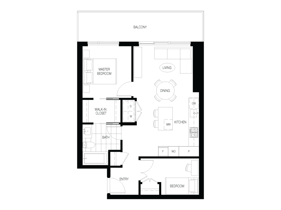 B1 Floor Plan of The City of Lougheed - Neighbourhood One Condos with undefined beds
