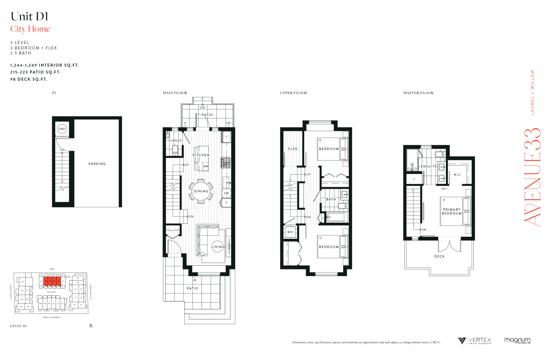 D1 Floor Plan of Avenue 33 Towns with undefined beds