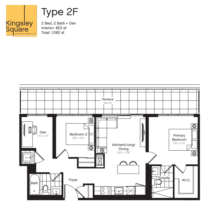 2F Floor Plan of Kingsley Square Condos with undefined beds