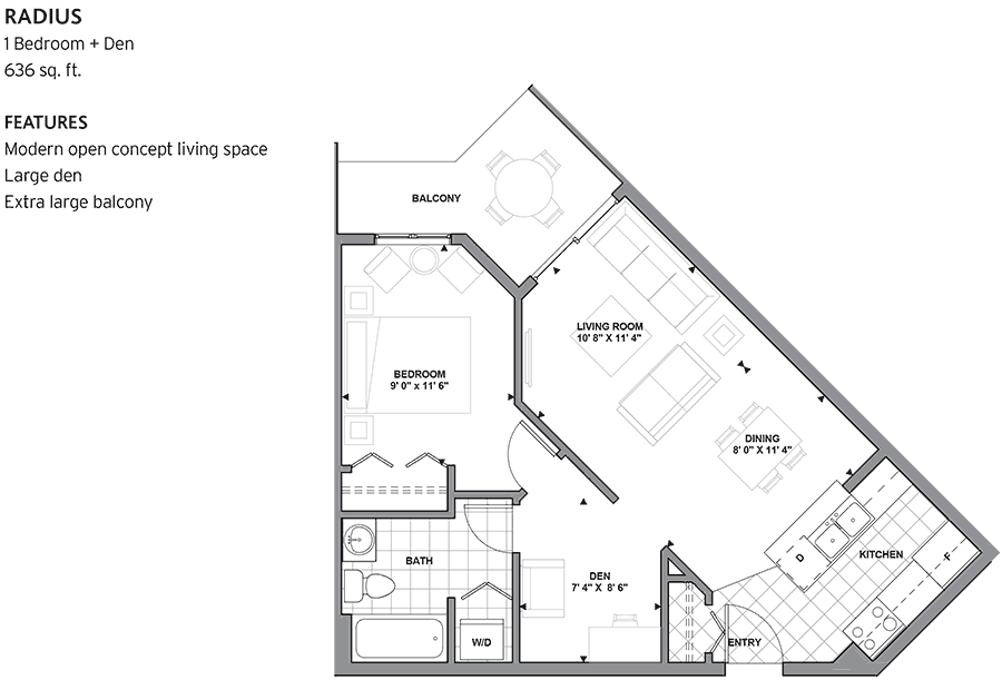 Radius Floor Plan of Creekwood Landing Condos with undefined beds