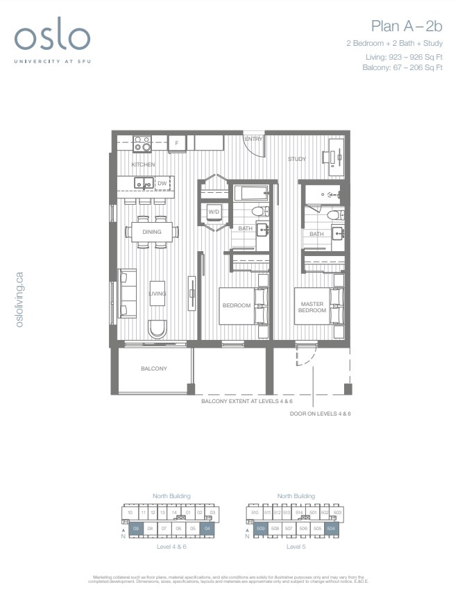  504 A – 2b  Floor Plan of Oslo Condo with undefined beds