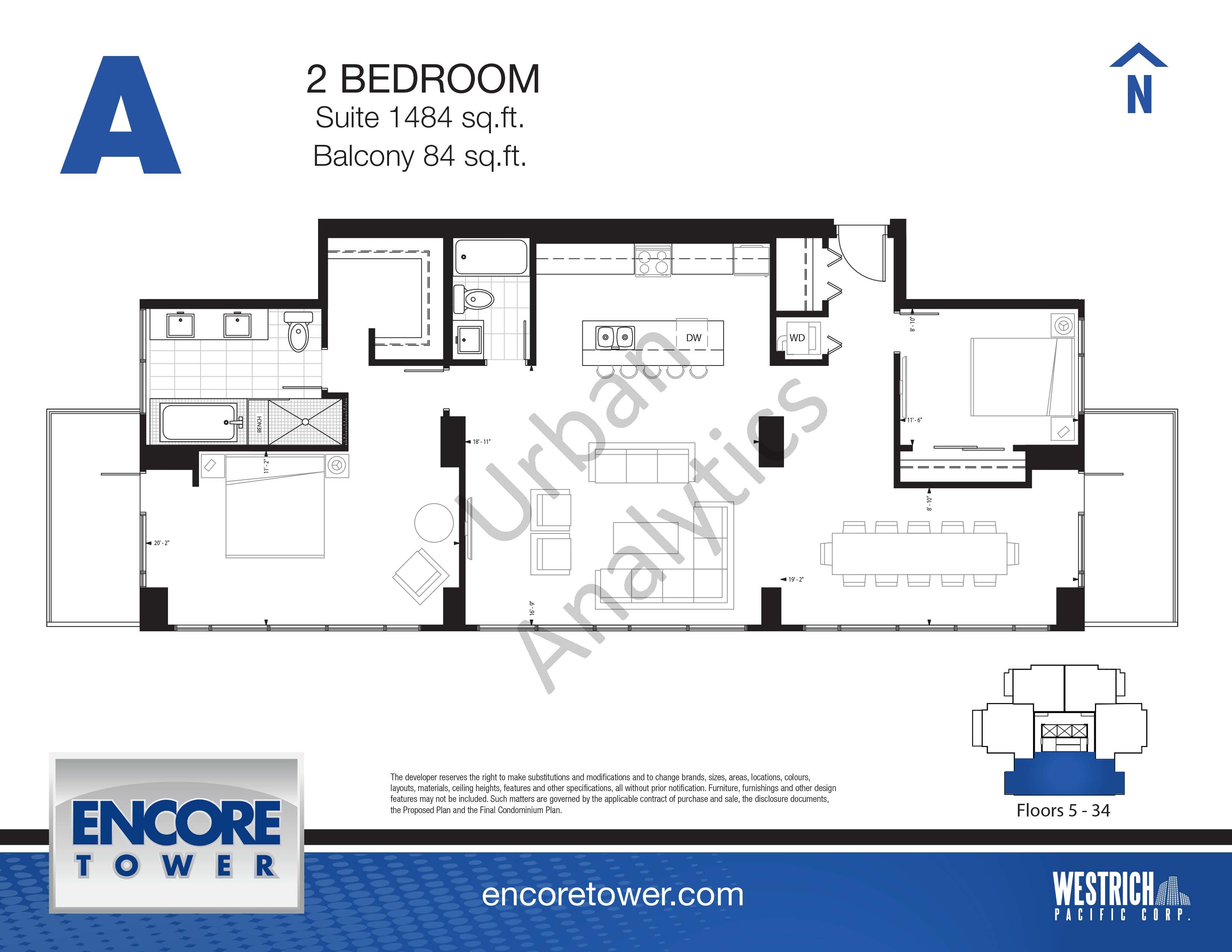 A Floor Plan of Encore Tower Condos with undefined beds