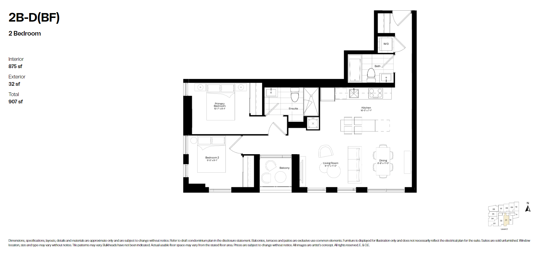  2B-D(BF)  Floor Plan of Courcelette Condos with undefined beds