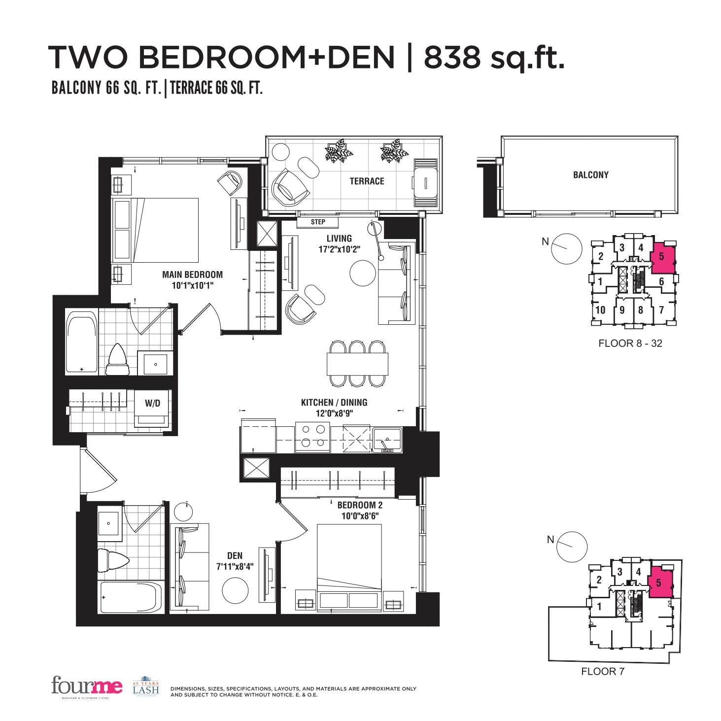  838 sqft  Floor Plan of FOURME Condos with undefined beds