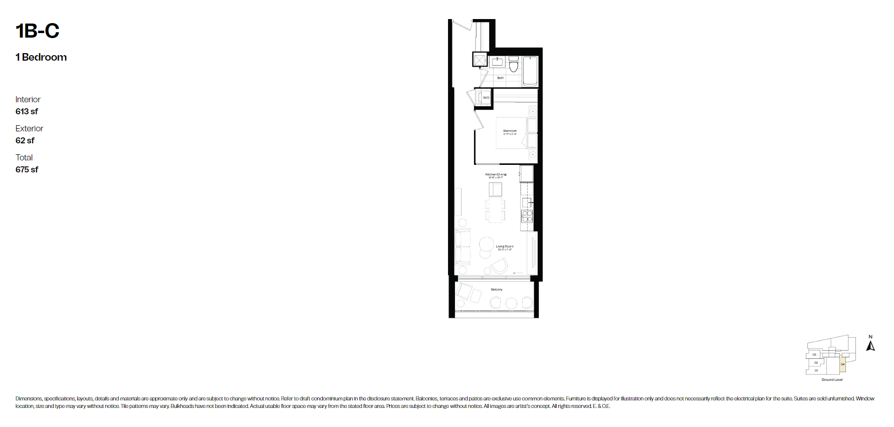  1B-C  Floor Plan of Courcelette Condos with undefined beds