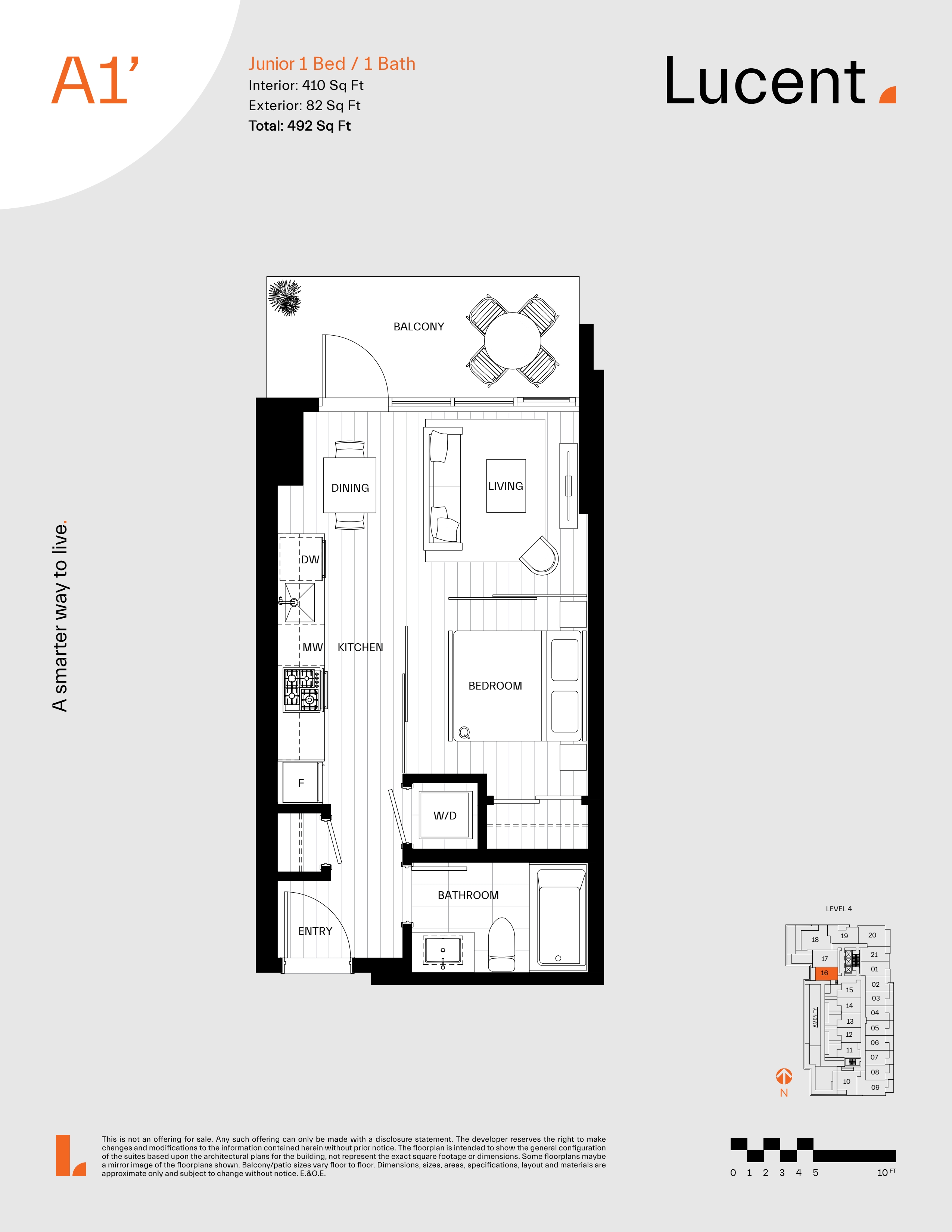  A1'  Floor Plan of Lucent Condos with undefined beds
