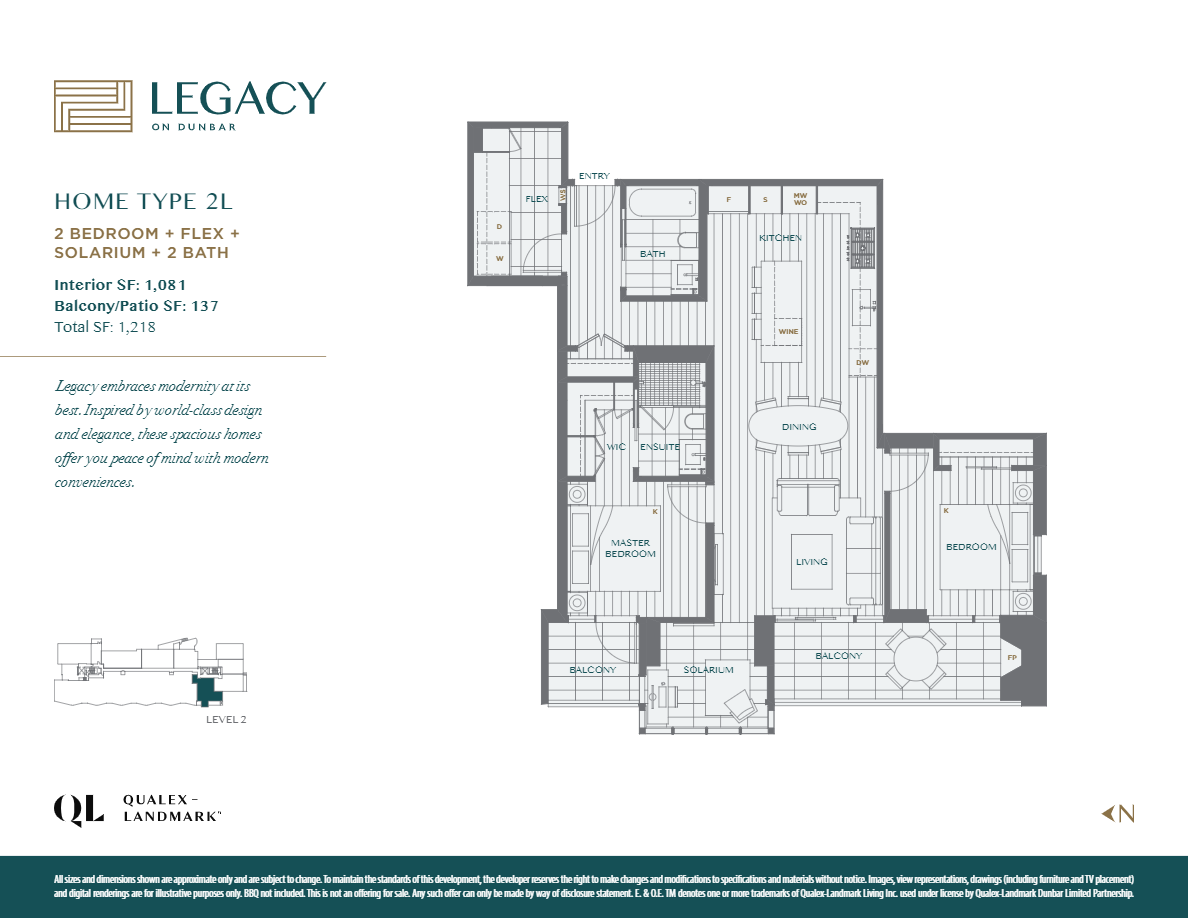 2L Floor Plan of Legacy on Dunbar Condos with undefined beds