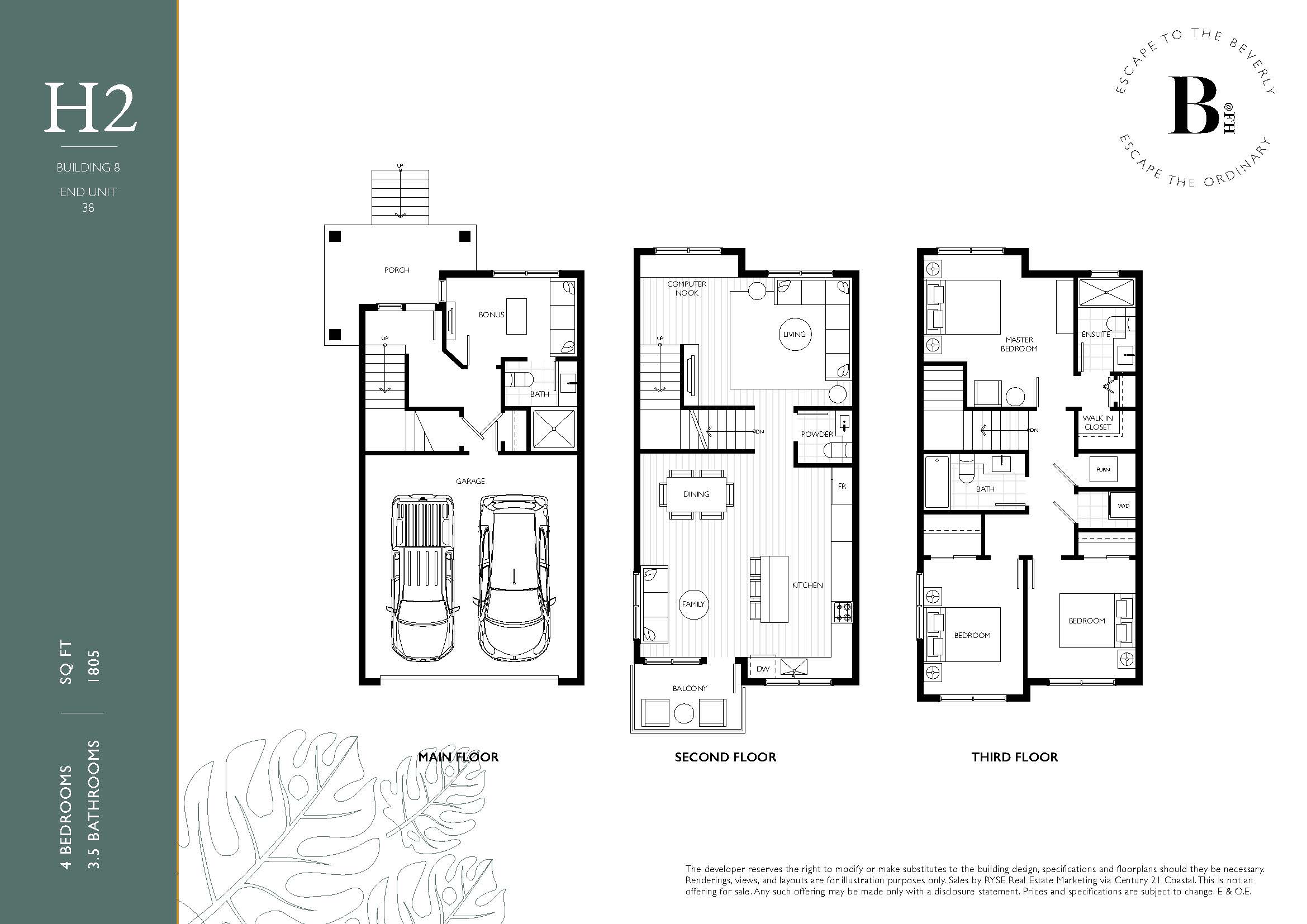 38 Floor Plan of The Beverly Towns with undefined beds