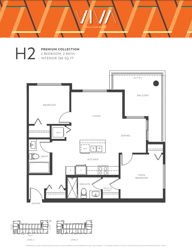H2 Floor Plan of VIVA condos with undefined beds