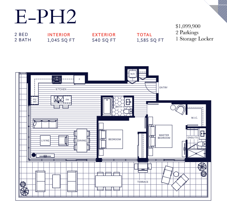  E-PH2  Floor Plan of The Windsor Condos with undefined beds