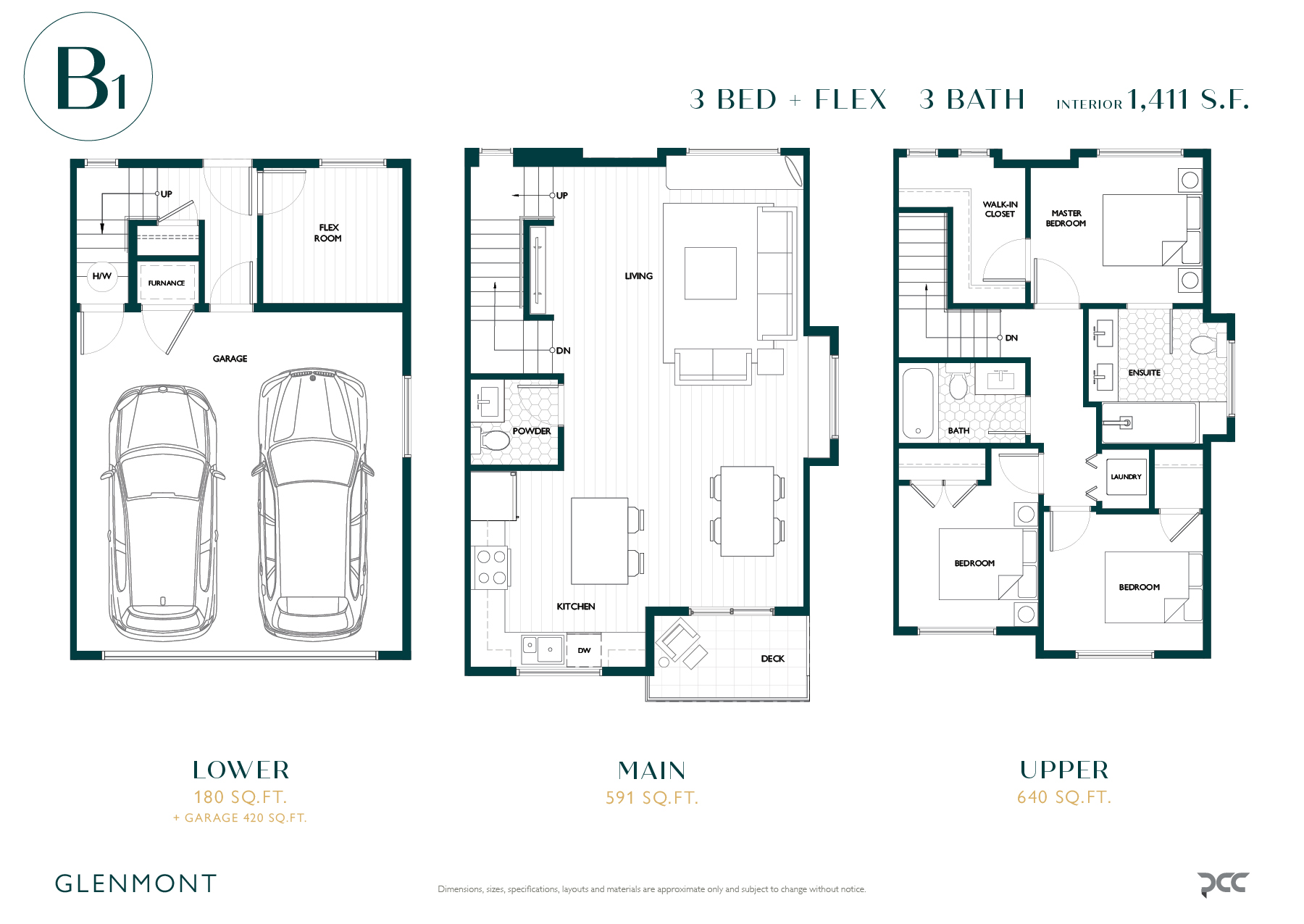 B1 Floor Plan of Glenmont Towns with undefined beds