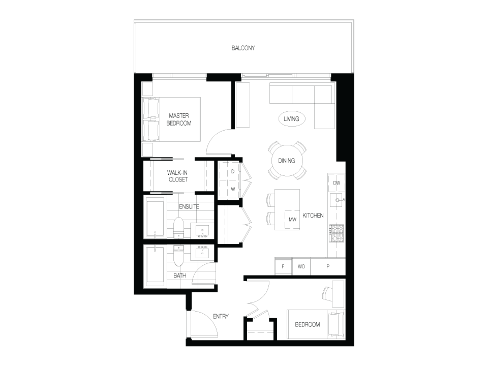 B2 Floor Plan of The City of Lougheed - Neighbourhood One Condos with undefined beds