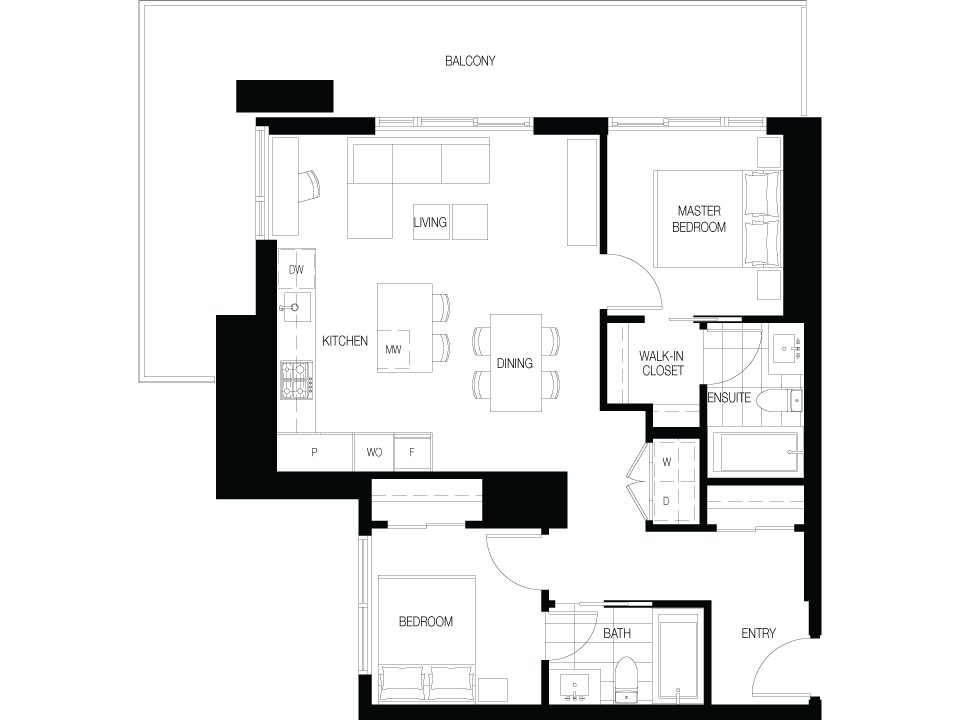 C3 Floor Plan of The City of Lougheed - Neighbourhood One Condos with undefined beds