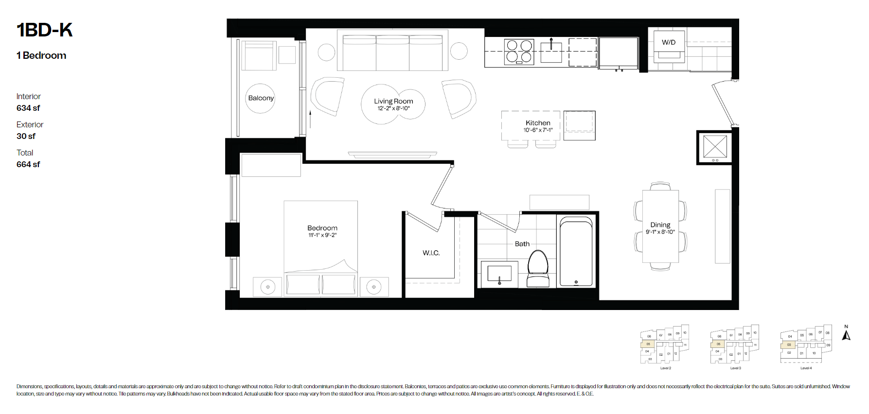  1BD-K  Floor Plan of Courcelette Condos with undefined beds