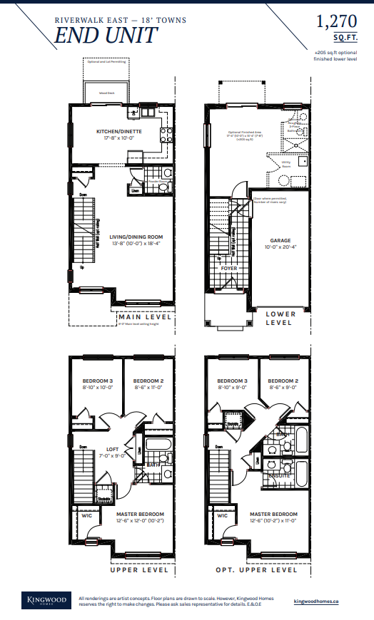  End Unit (finished lower level)  Floor Plan of Riverwalk East Towns with undefined beds