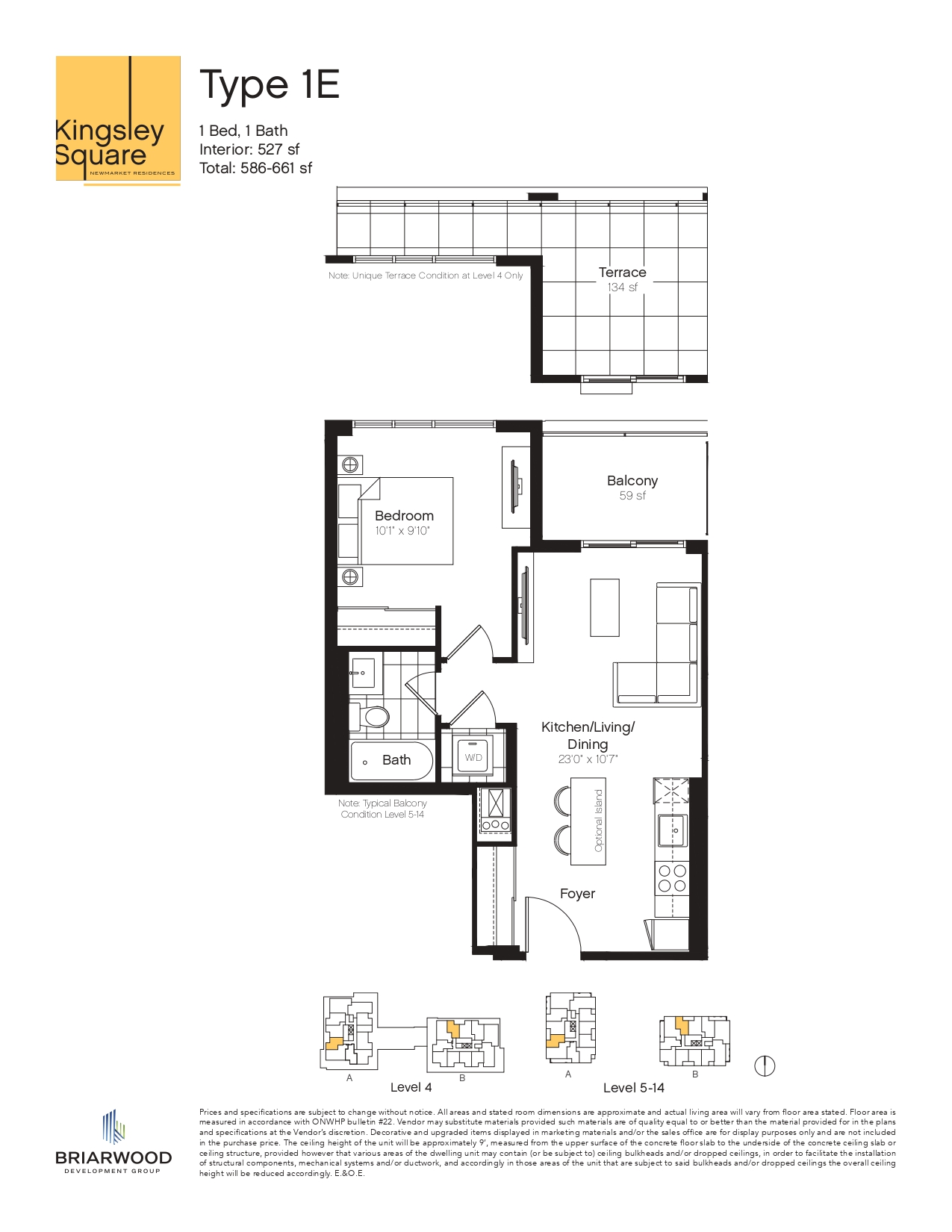 1E Floor Plan of Kingsley Square Condos with undefined beds