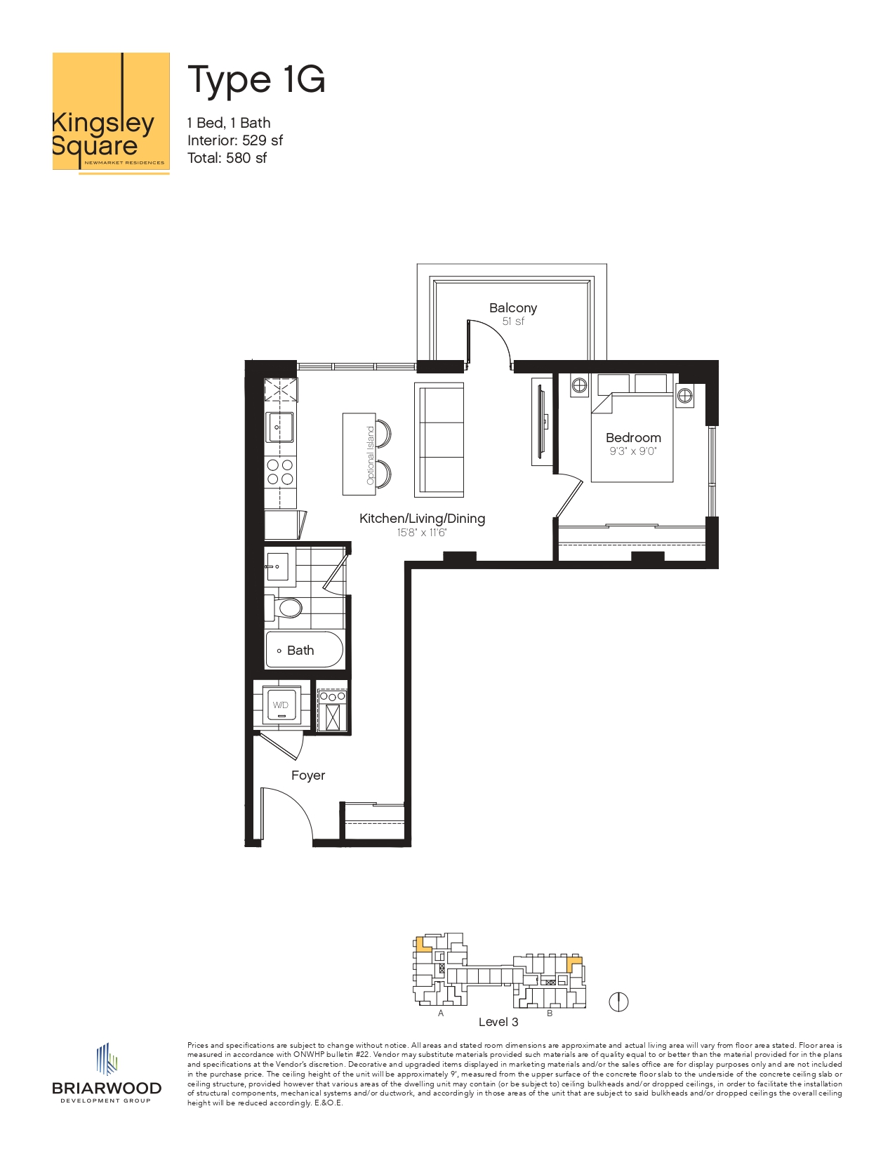 1G Floor Plan of Kingsley Square Condos with undefined beds