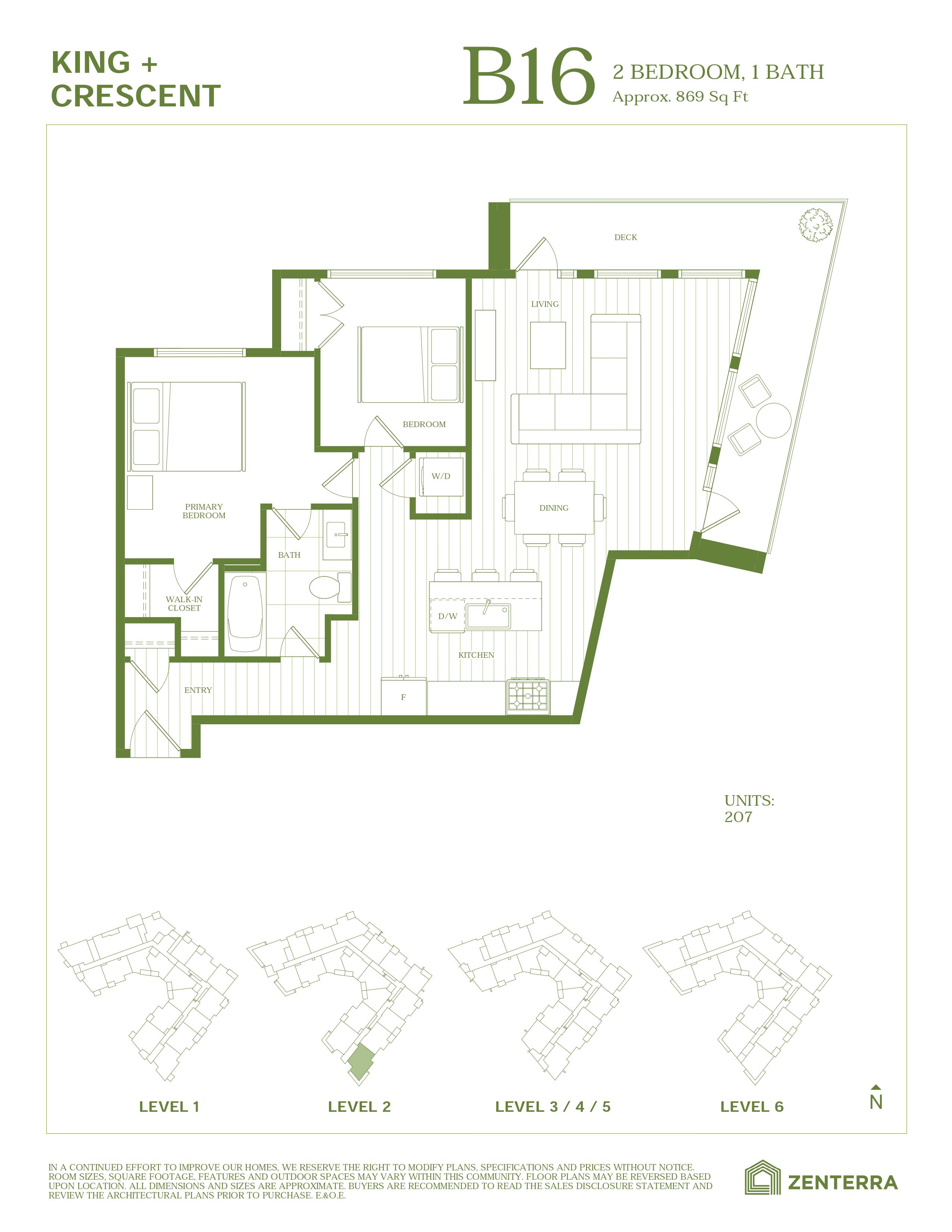 B16 Floor Plan of King + Crescent Condos with undefined beds