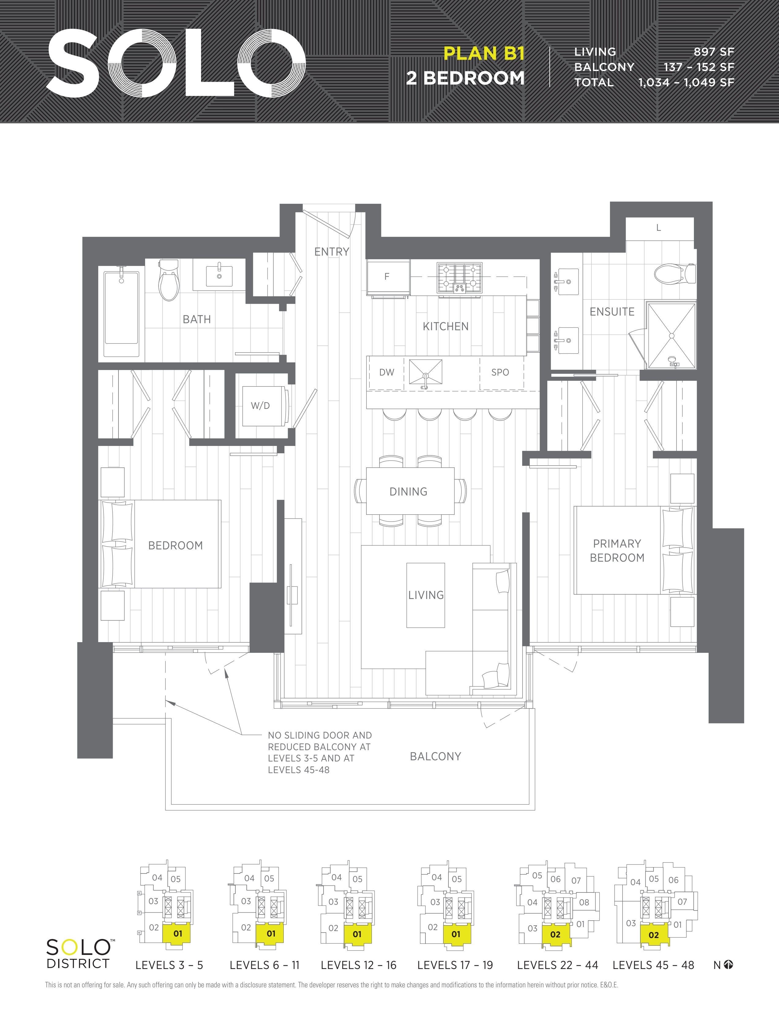 B1 Floor Plan of Solo District - Aerius Condos with undefined beds