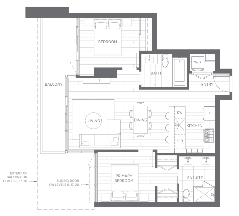  3404  Floor Plan of Solo District - Aerius Condos with undefined beds