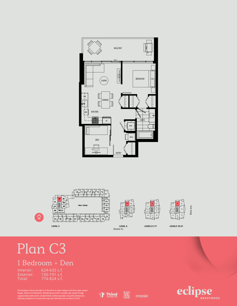 C3 Floor Plan of Thind Brentwood - Lumina Eclipse Condos with undefined beds