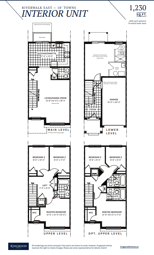  Interior Unit (finished lower level)  Floor Plan of Riverwalk East Towns with undefined beds