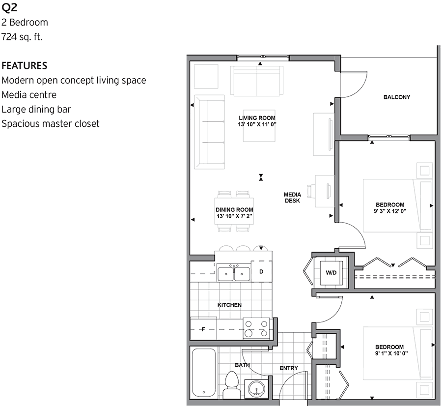 Q2 Floor Plan of Creekwood Landing Condos with undefined beds
