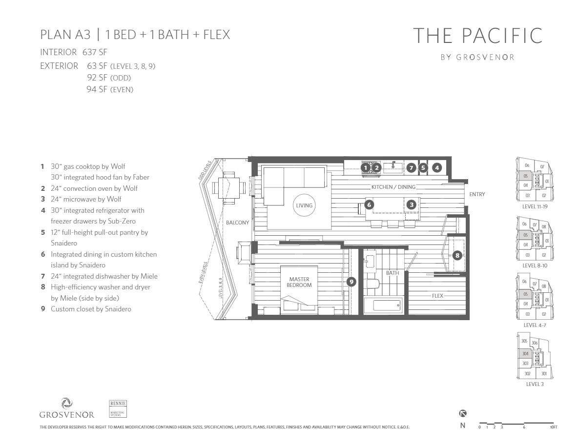 A3 Floor Plan of The Pacific Condos with undefined beds