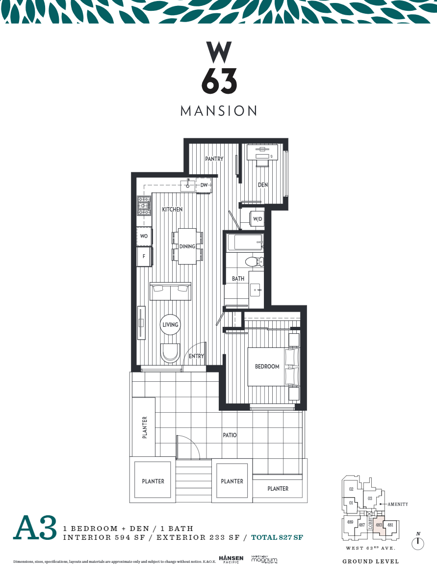 A3 Floor Plan of W63 Mansion Condos with undefined beds