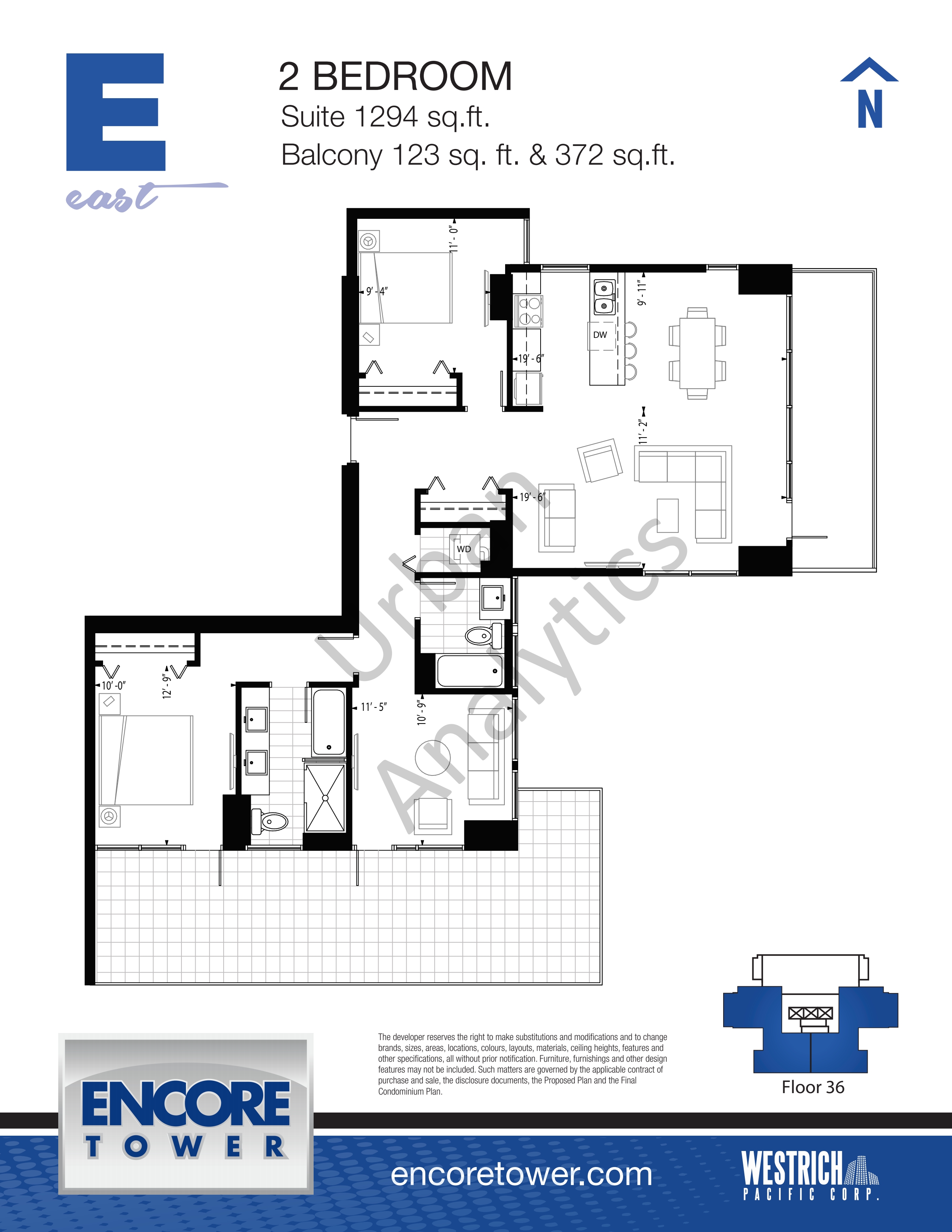  E East  Floor Plan of Encore Tower Condos with undefined beds