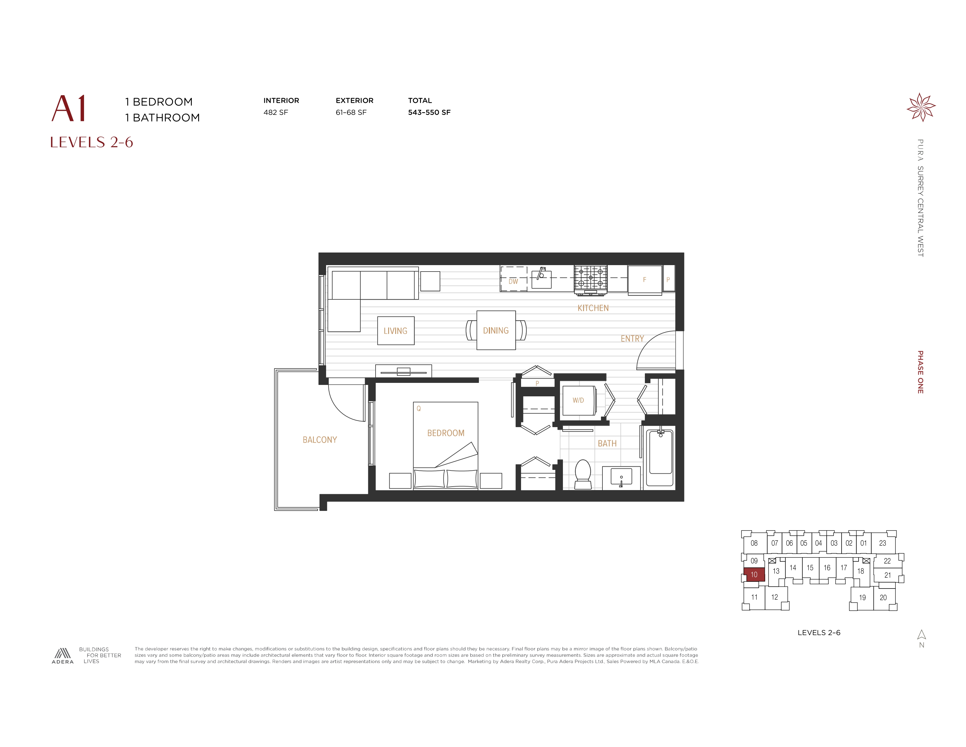 A1(2-6) Floor Plan of Pura (Phase 1) Condos with undefined beds