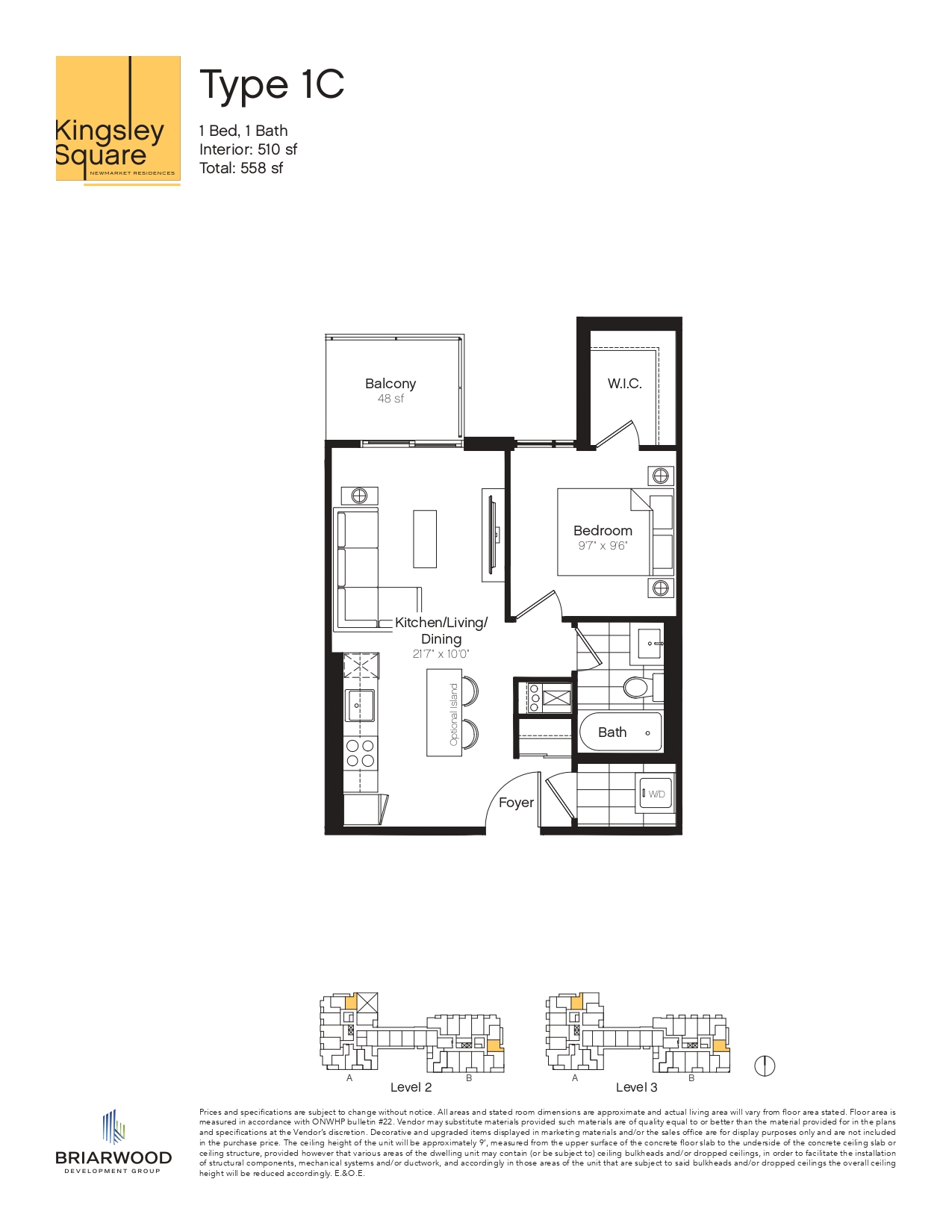 1C Floor Plan of Kingsley Square Condos with undefined beds