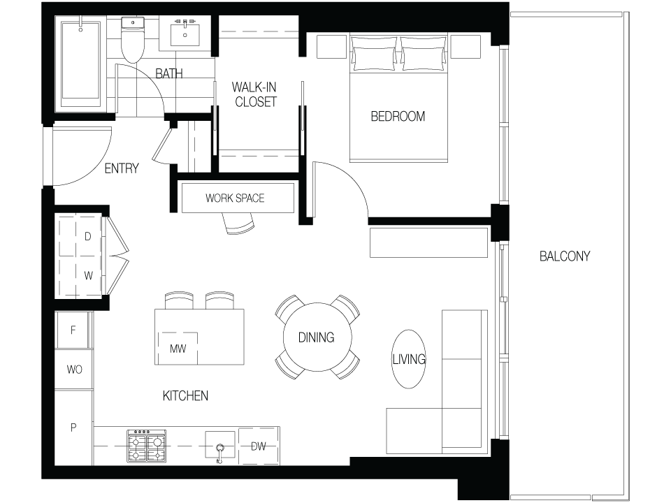 A7 Floor Plan of The City of Lougheed - Neighbourhood One Condos with undefined beds