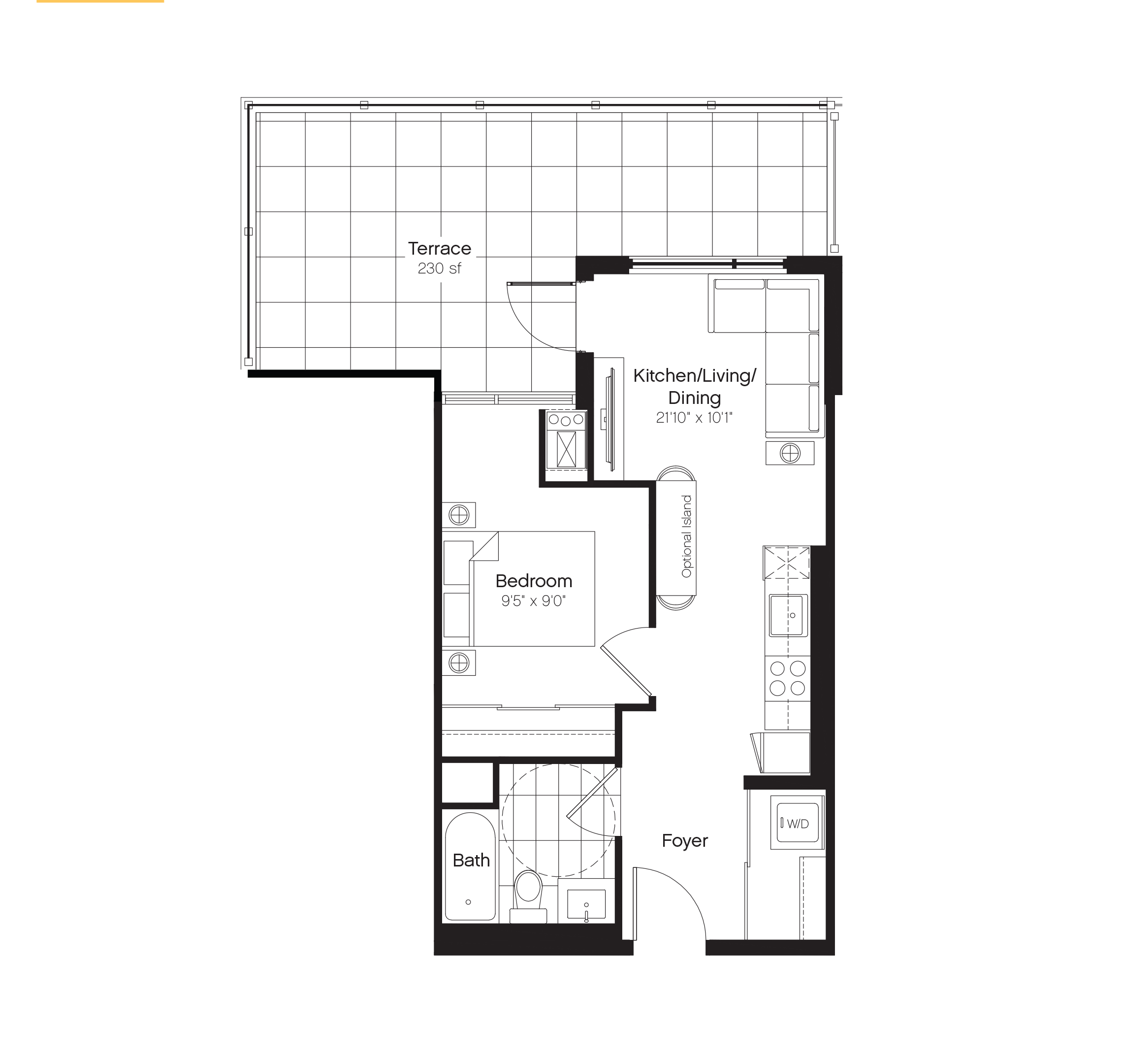 1B Floor Plan of Kingsley Square Condos with undefined beds