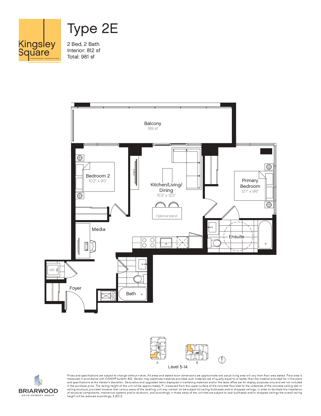 2E Floor Plan of Kingsley Square Condos with undefined beds
