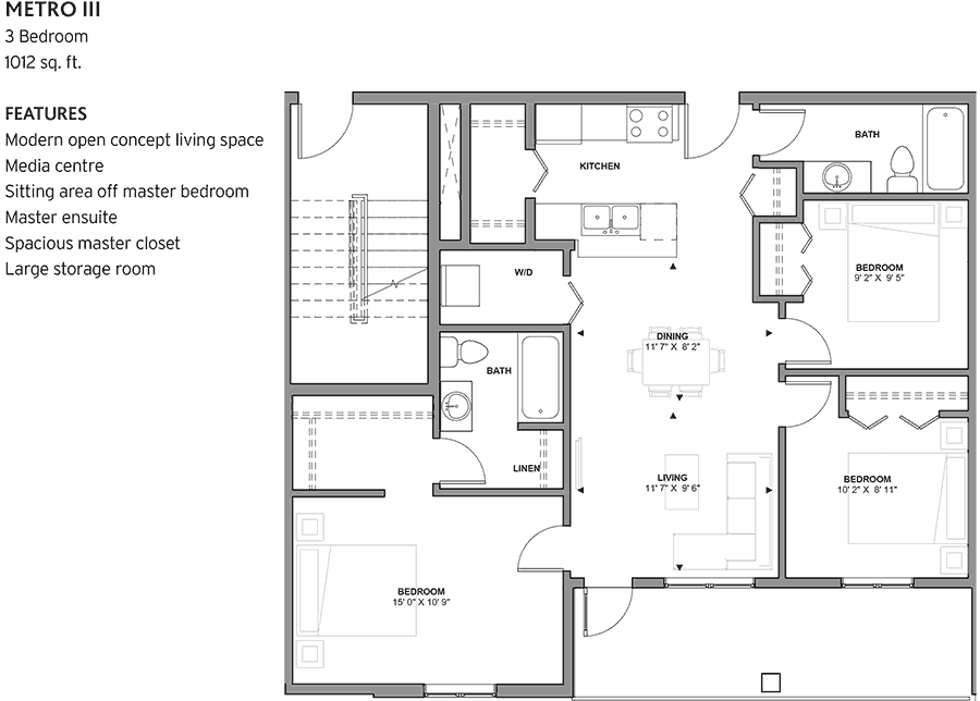  Metro III  Floor Plan of Creekwood Landing Condos with undefined beds